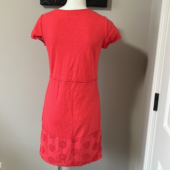 Boden Clio Broderie Crochet Jersey Notch Neck Dress Red Size 2 - Picture 3 of 12